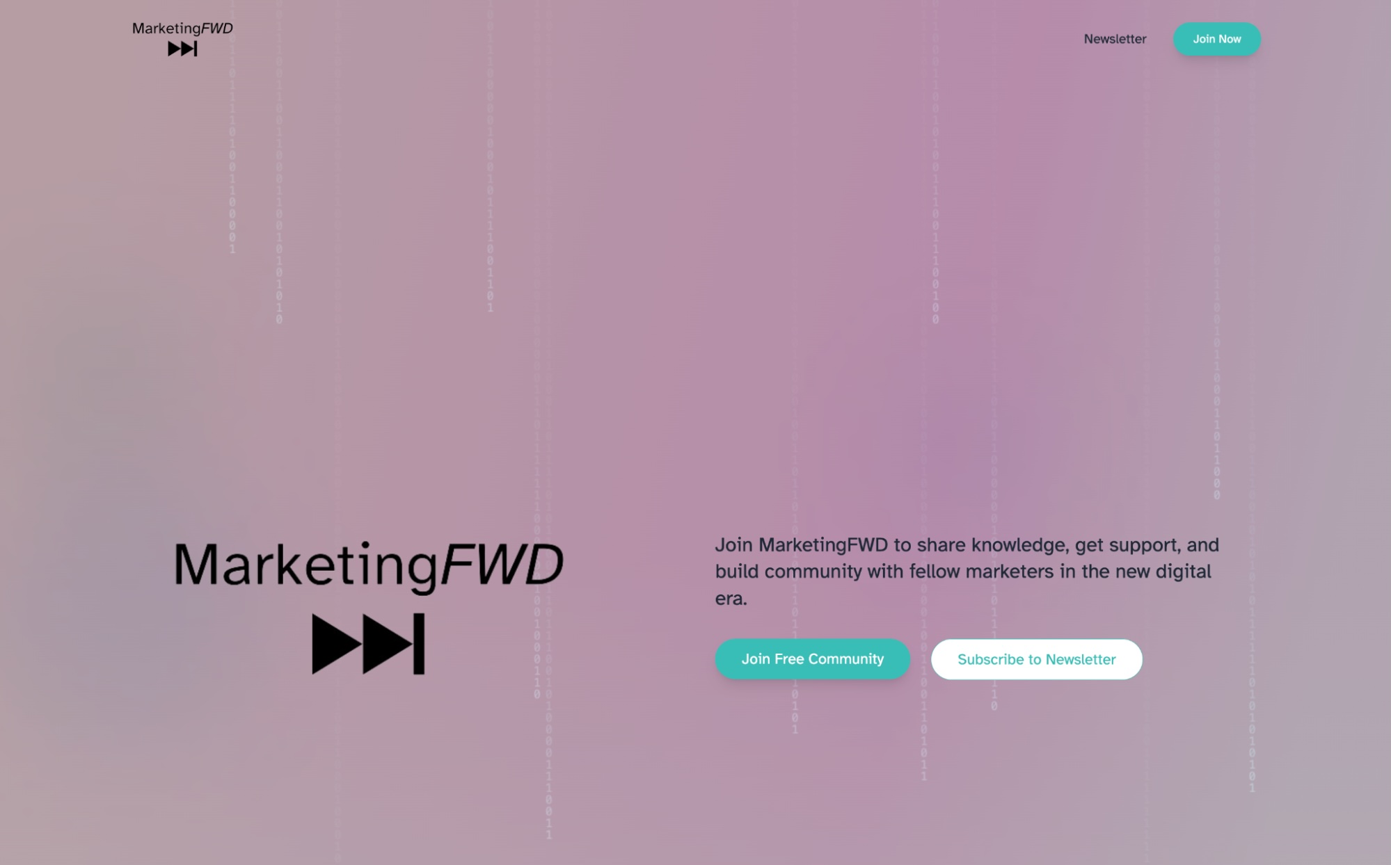 The MarketingFWD landing page