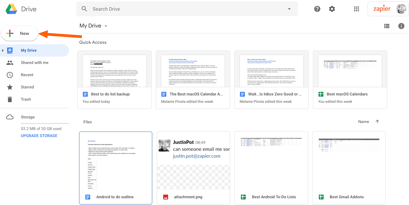 Google Drive New button