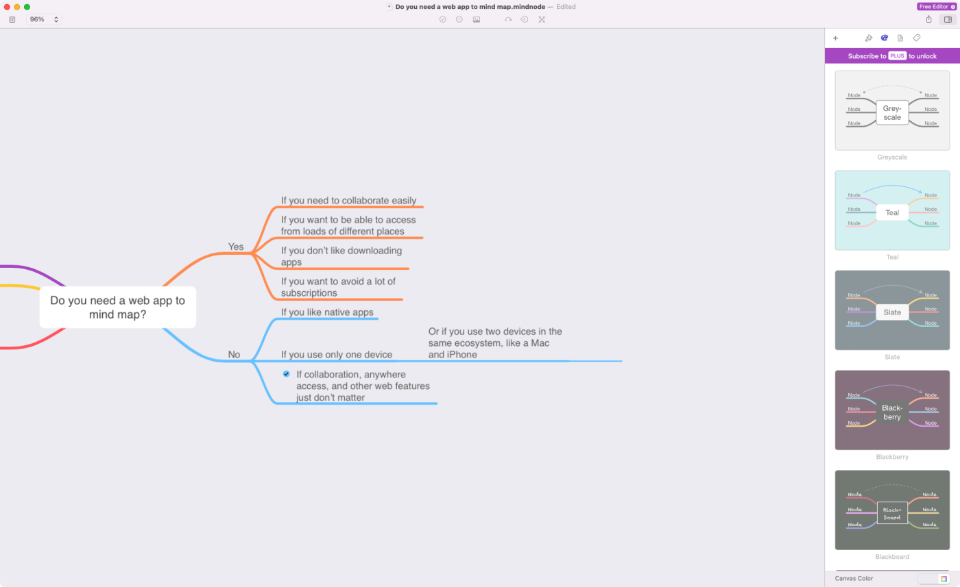 MindNode, our pick for the best mind mapping software for Apple users