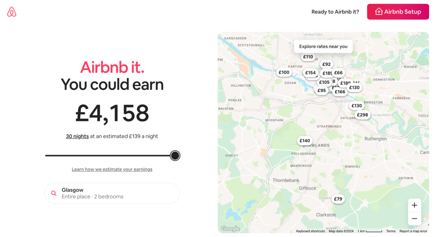 Airbnb geolocation landing page