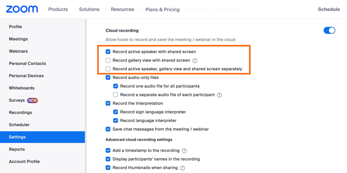 How to modify the cloud recording settings in Zoom desktop client. 