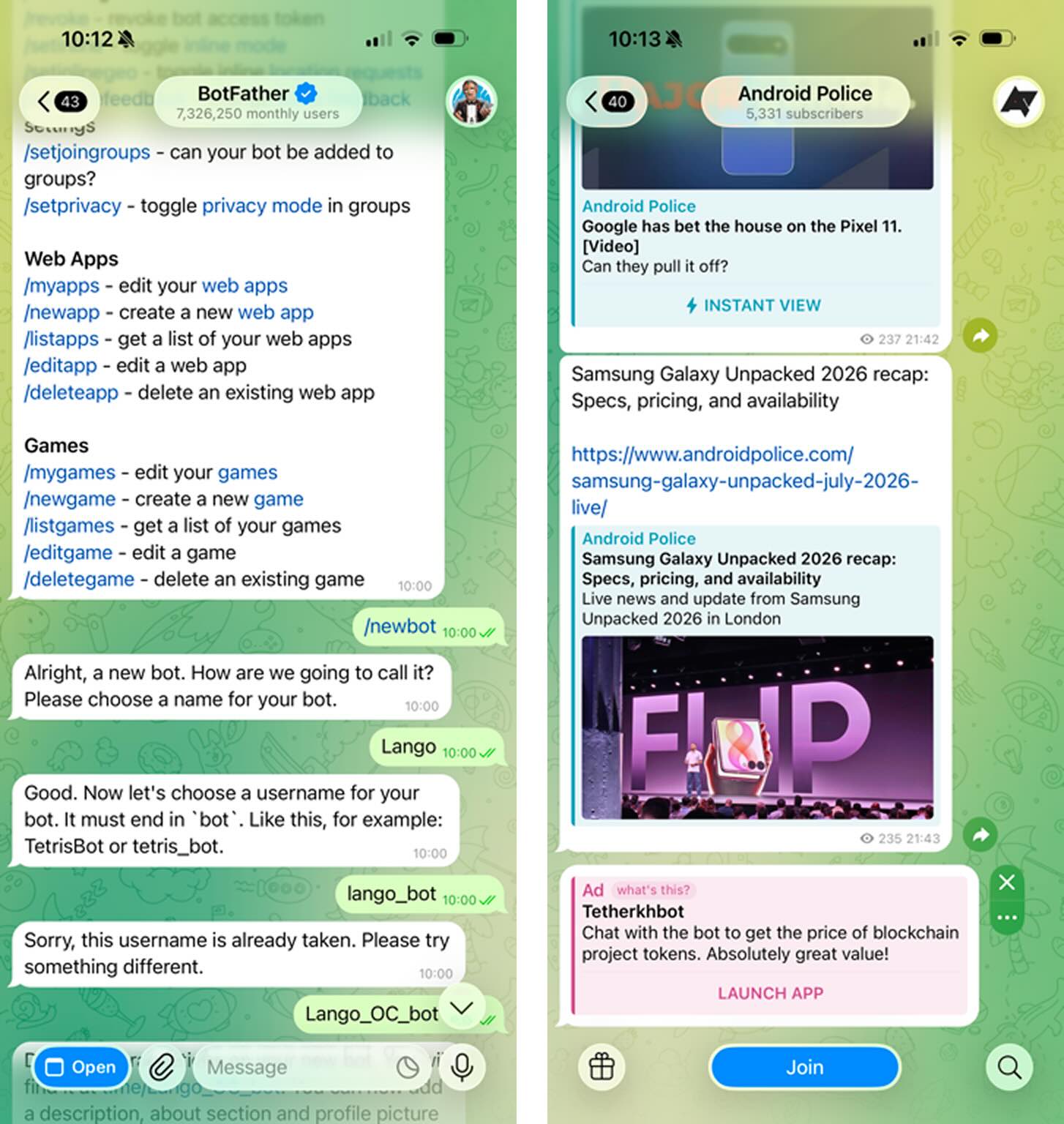 Telegram, our pick for the best texting app for logging in from multiple devices