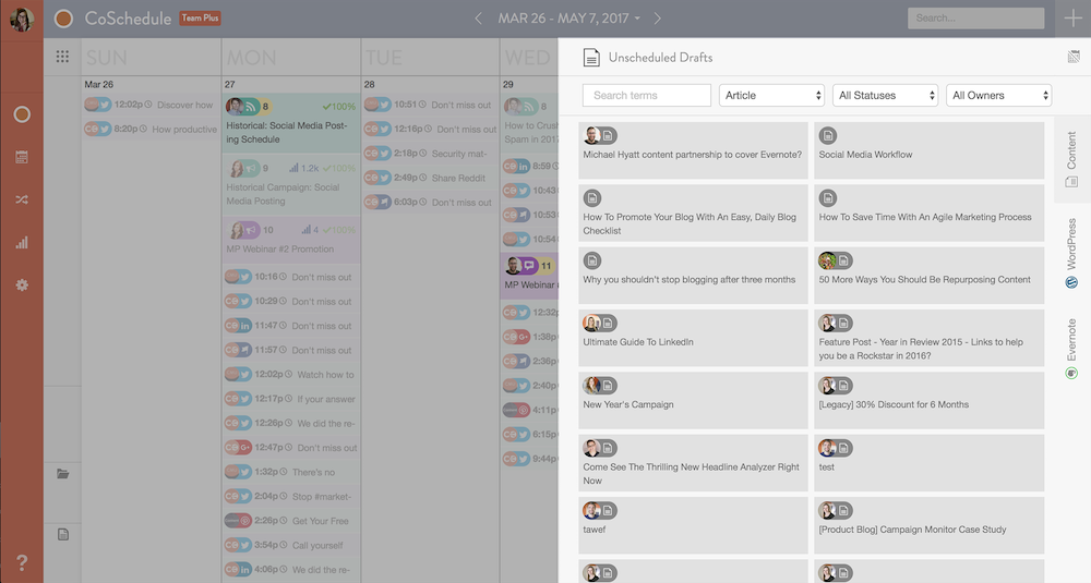 CoSchedule Drafts