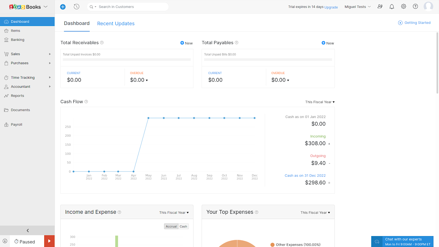 Zoho Books, our pick for the best accounting app for software suite integration