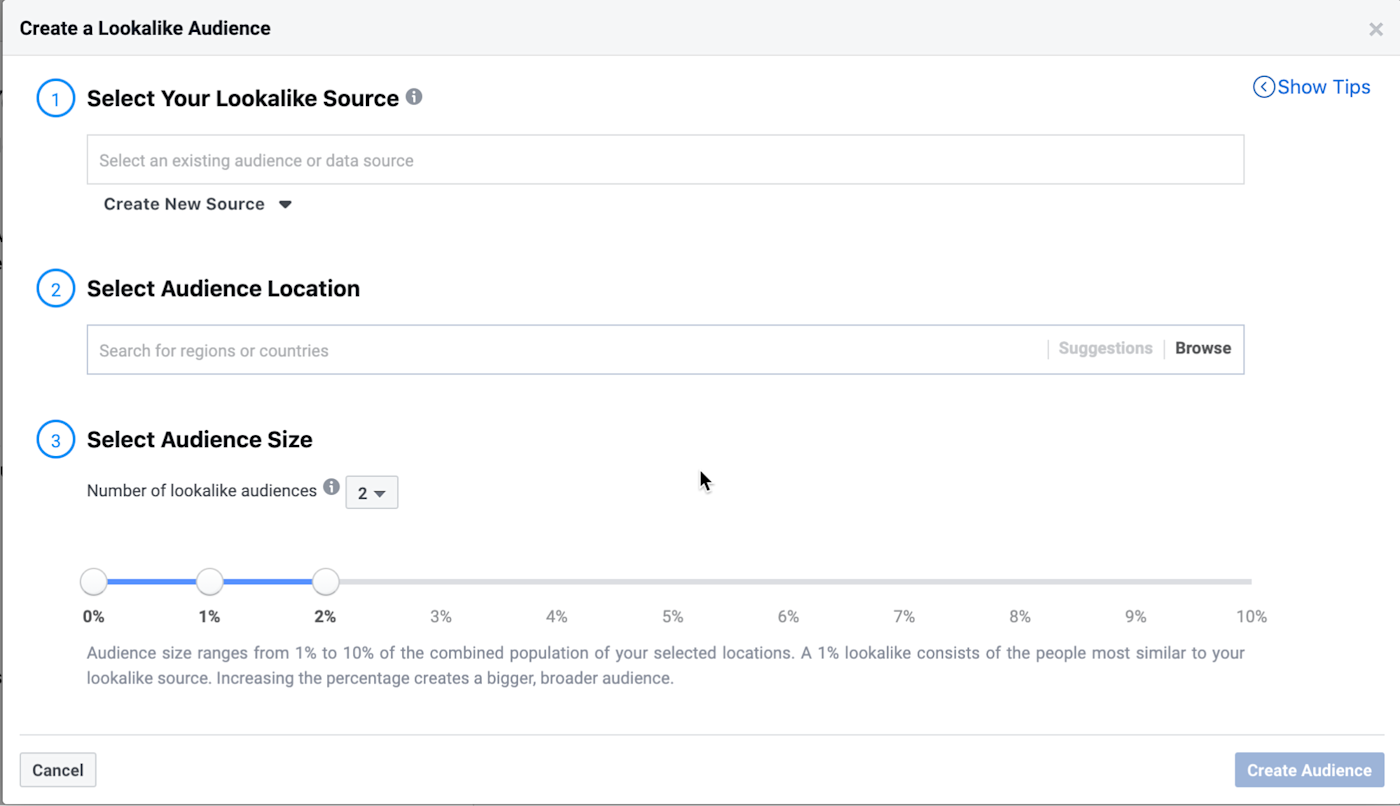 Selecting audience location and size