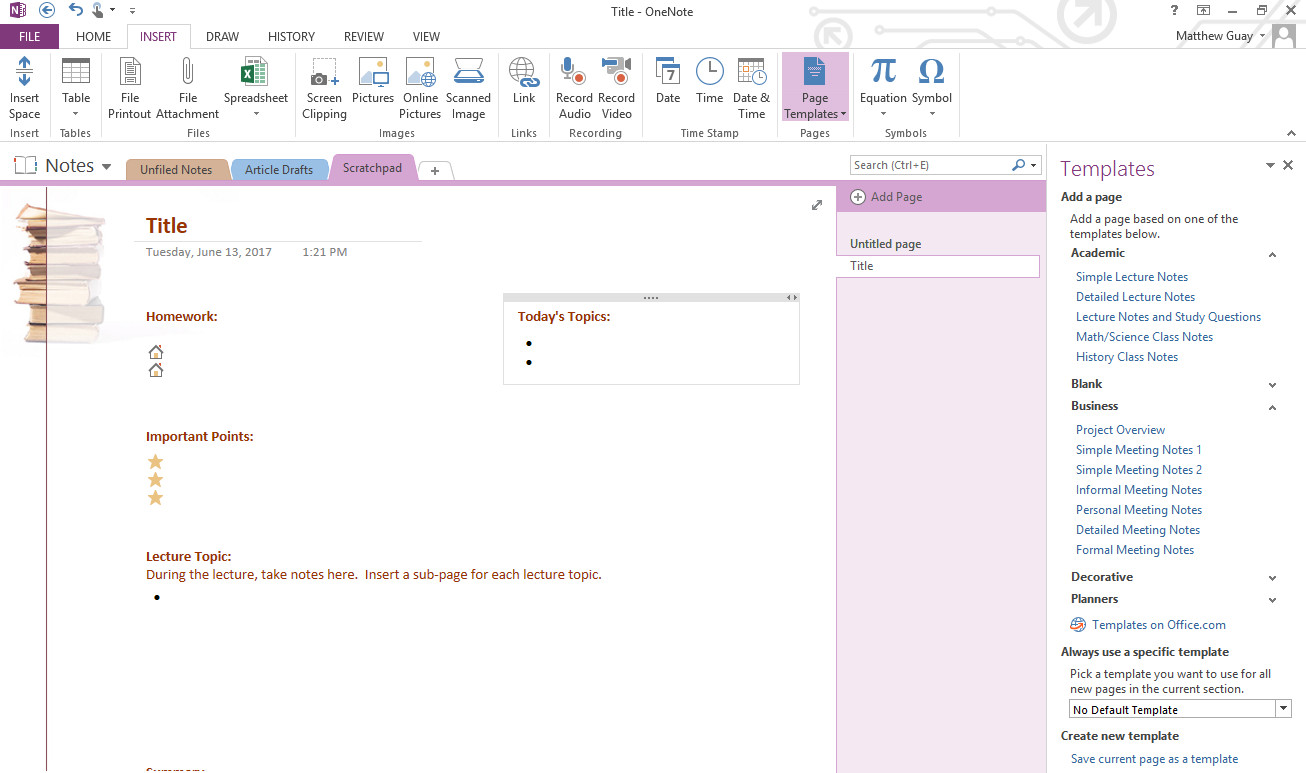 onenote templates download