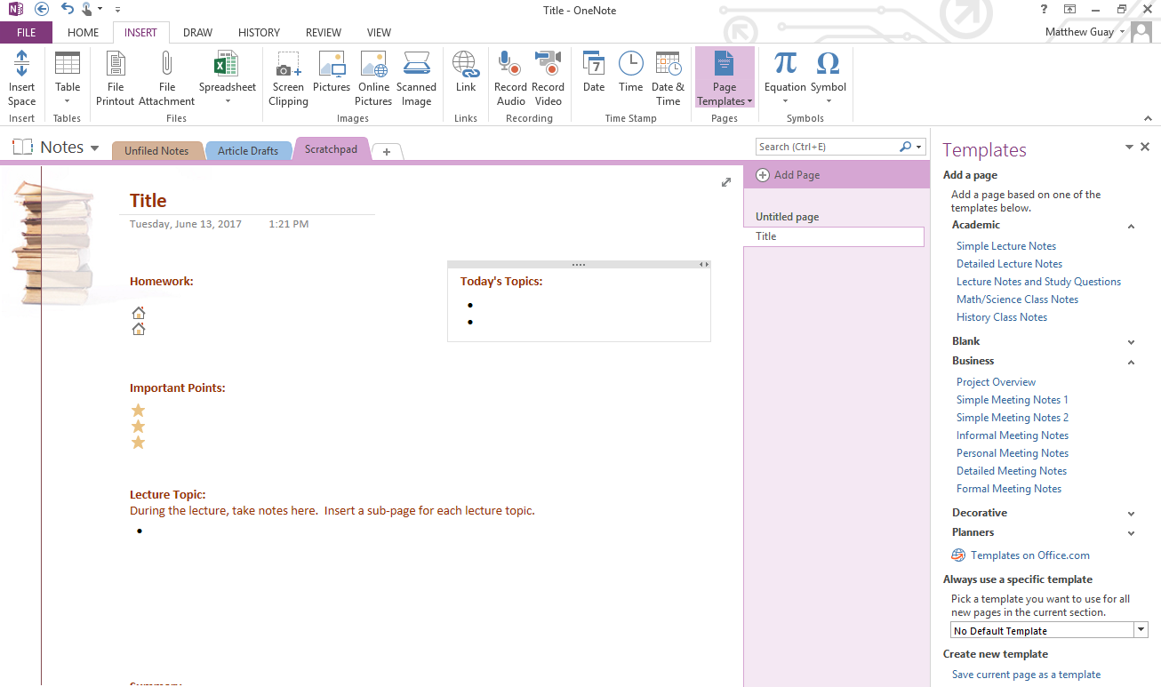 Use OneNote Templates to Streamline Meeting, Class, Project, and Regarding One Note Templates