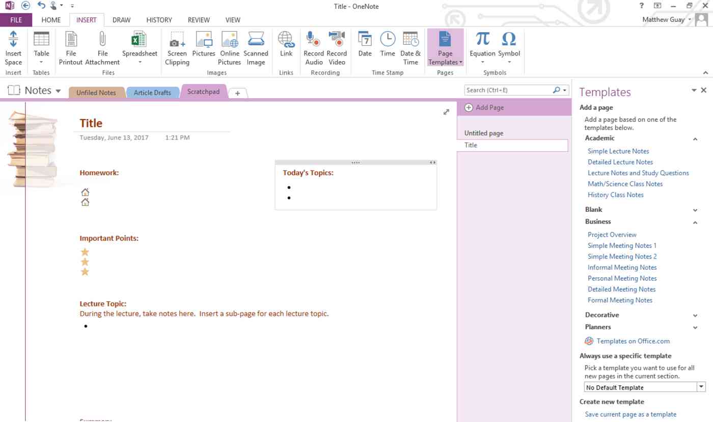Use Onenote Templates To Streamline Meeting Class Project And Event Notes
