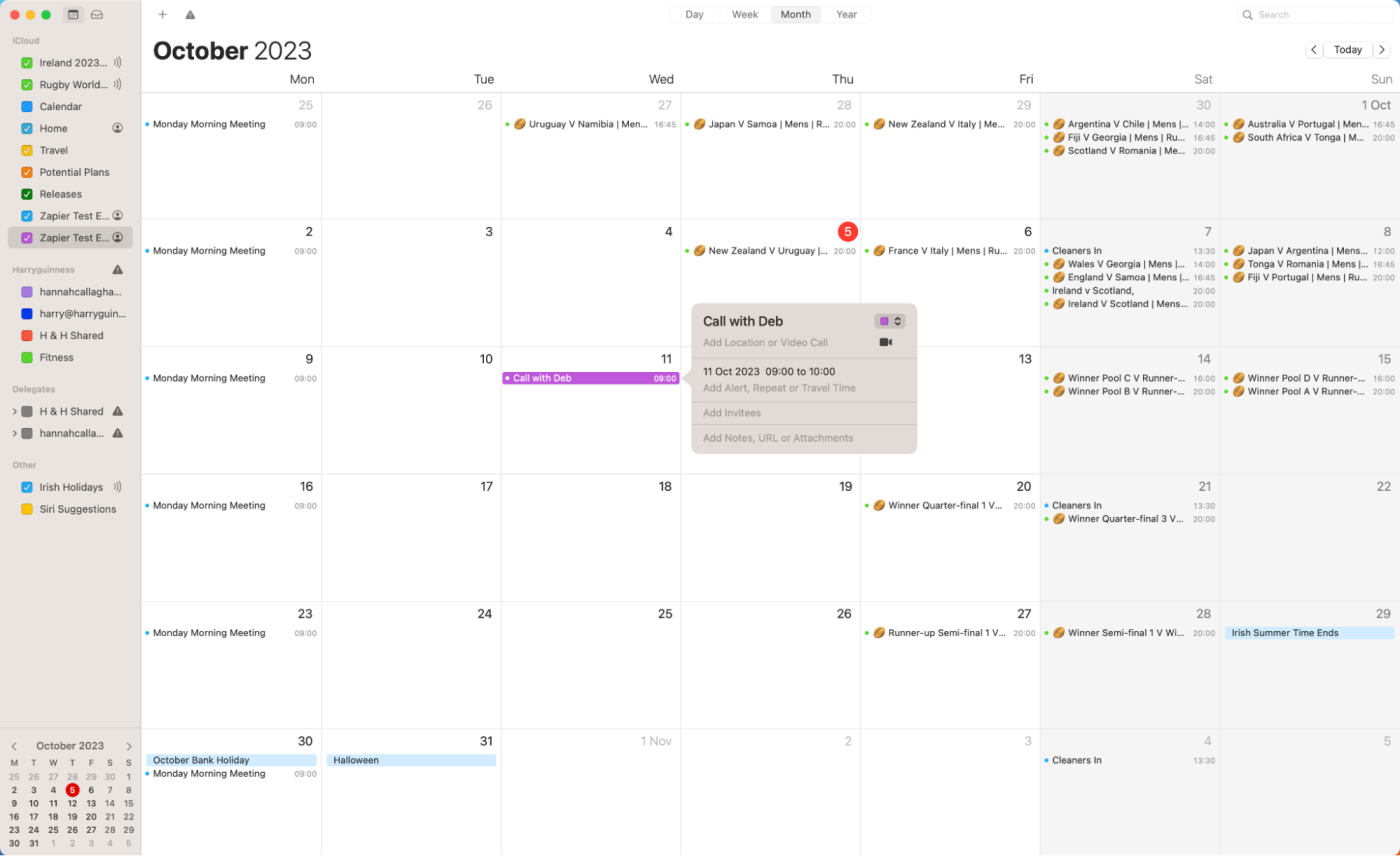 Apple Calendar, our pick for the best free calendar app for Apple users