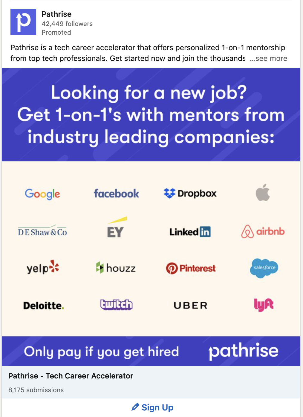 A LinkedIn Lead Gen ad from Pathrise