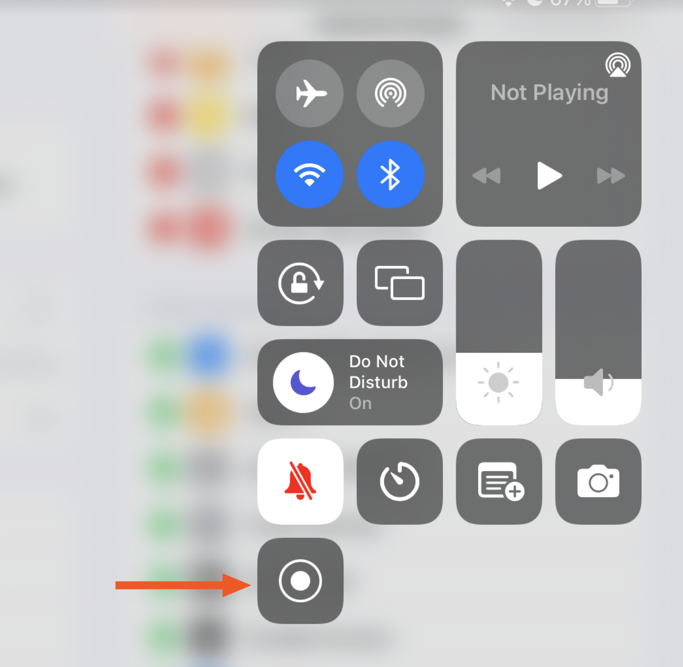 The record button on iPad