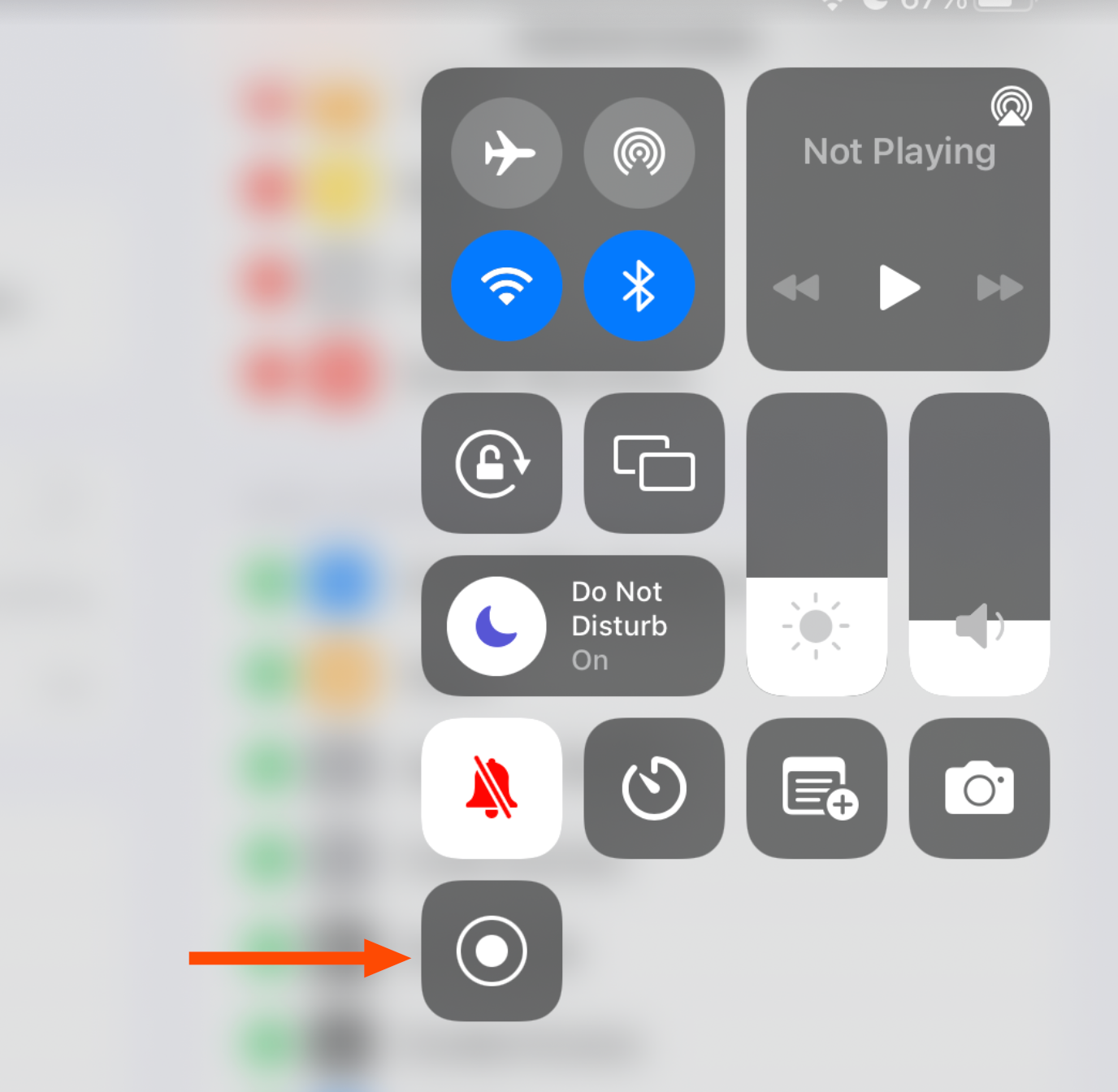 The record button on iPad