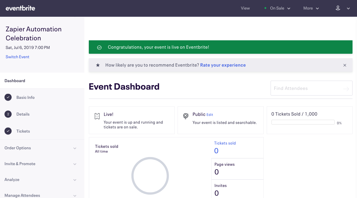 Event dashboard