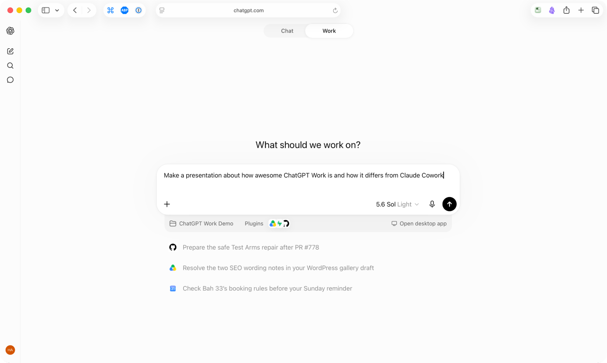 Adding a prompt to ChatGPT Work
