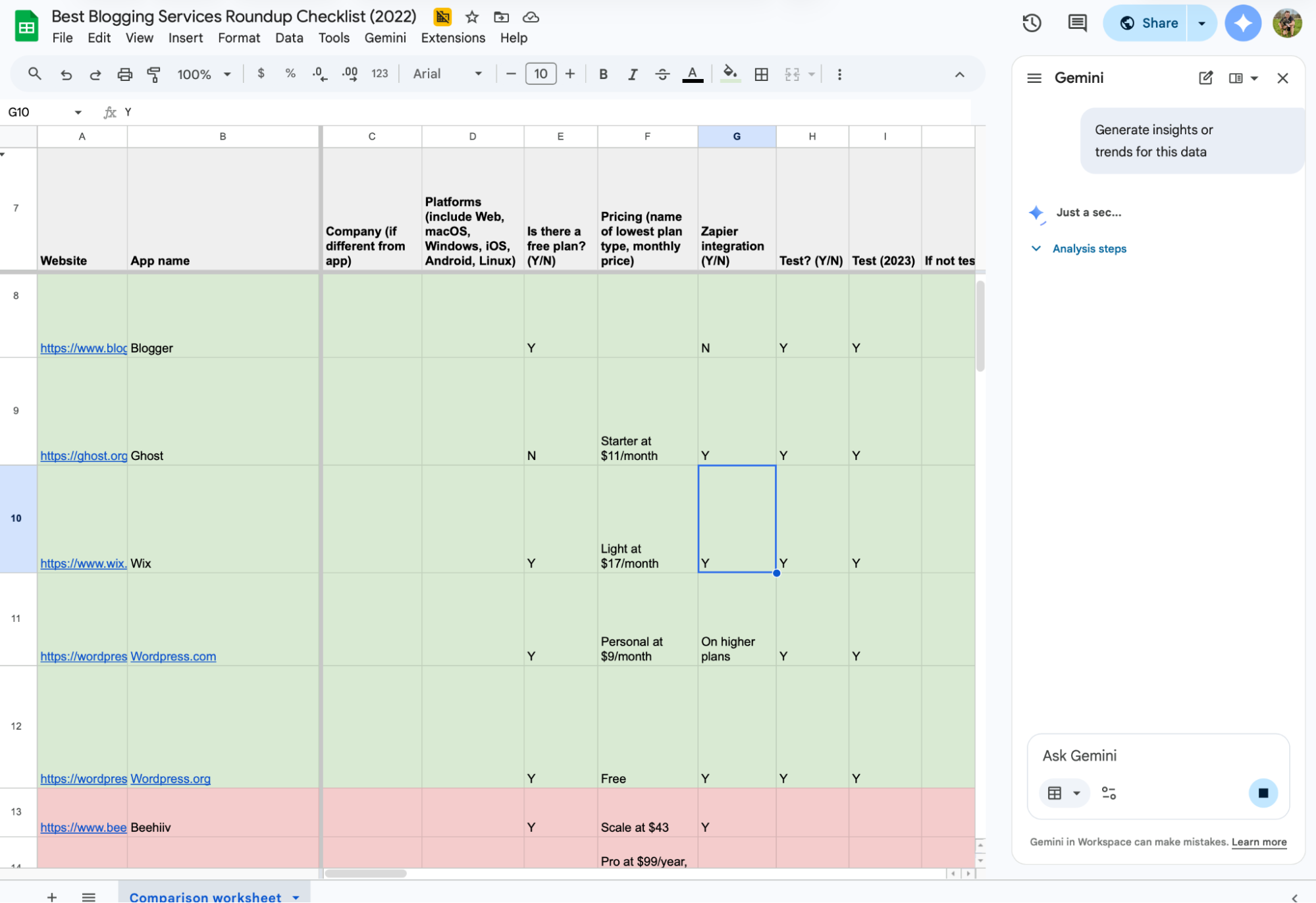 Google Sheets, our pick for the best free Airtable alternative