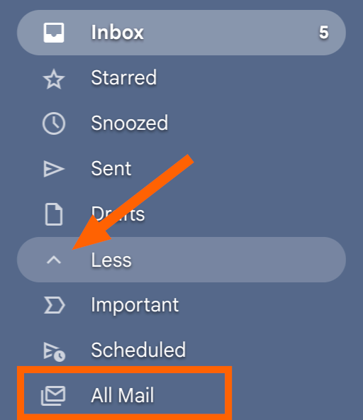 Screenshot of all mail in Gmail 