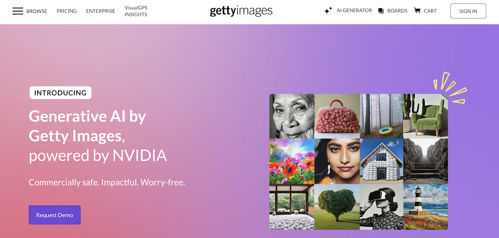 The Generative AI by Getty Images demo request page