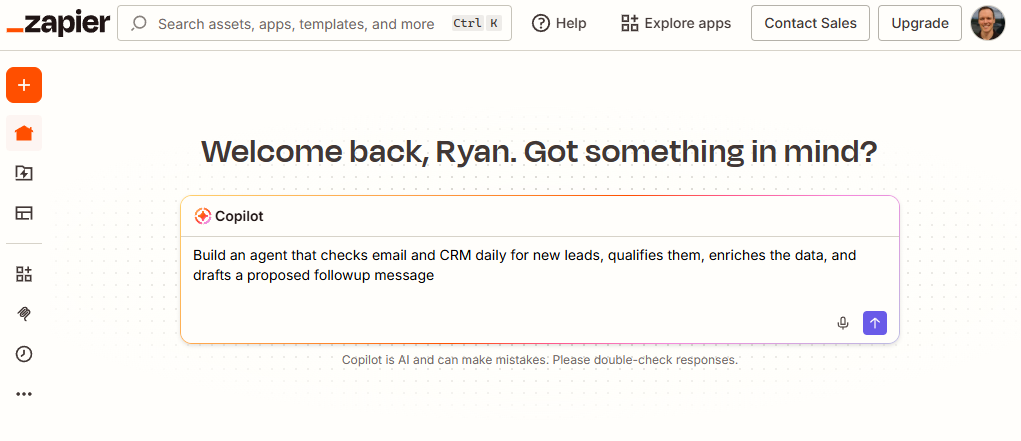 The Zapier dashboard