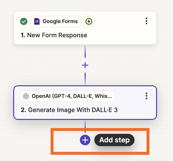 Screenshot of plus step