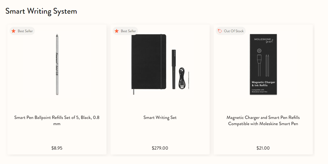 Moleskine products for the Smart Writing System