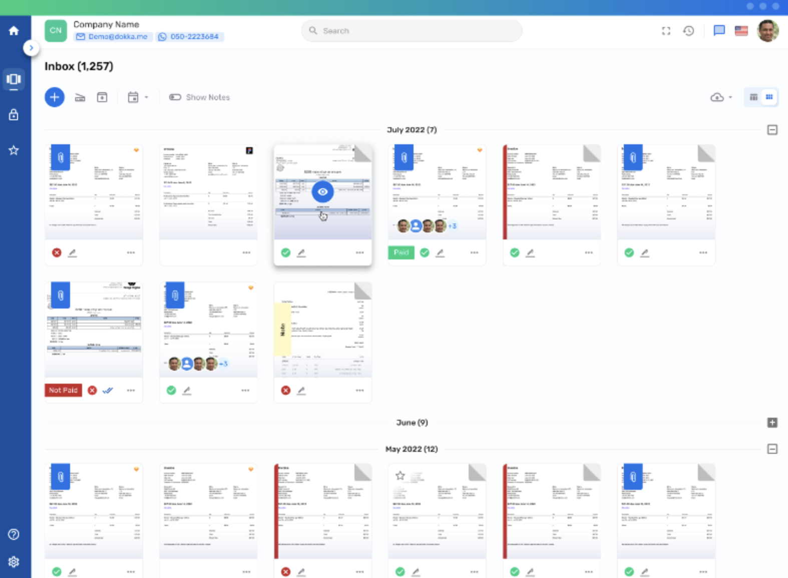 Screenshot of the DOKKA UI