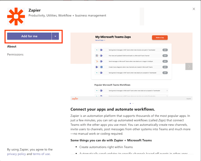 How to use Zapier within Microsoft Teams