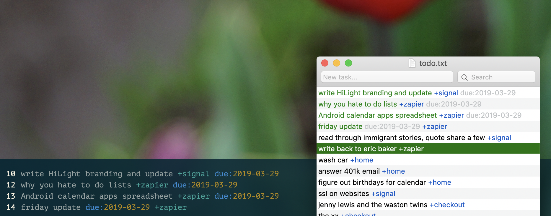 Todotxt with desktop widget