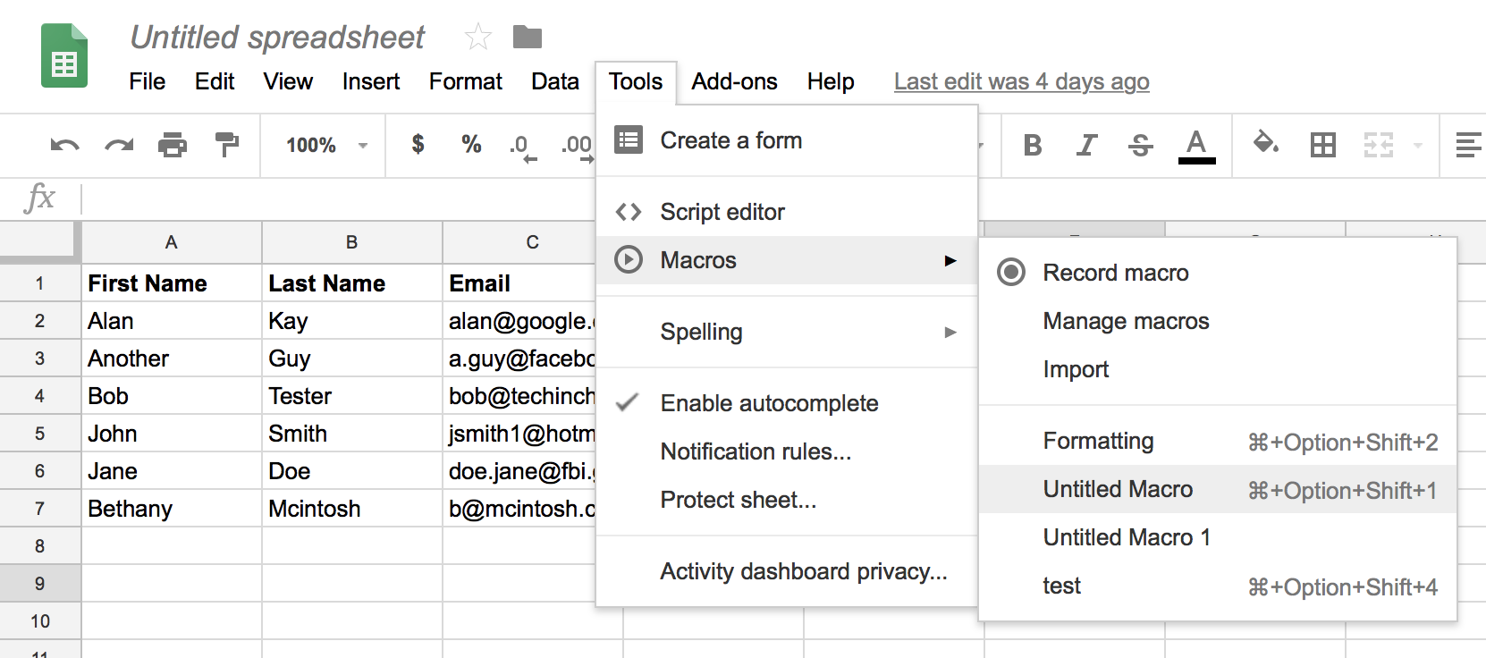 Google Sheet All Shortcut 