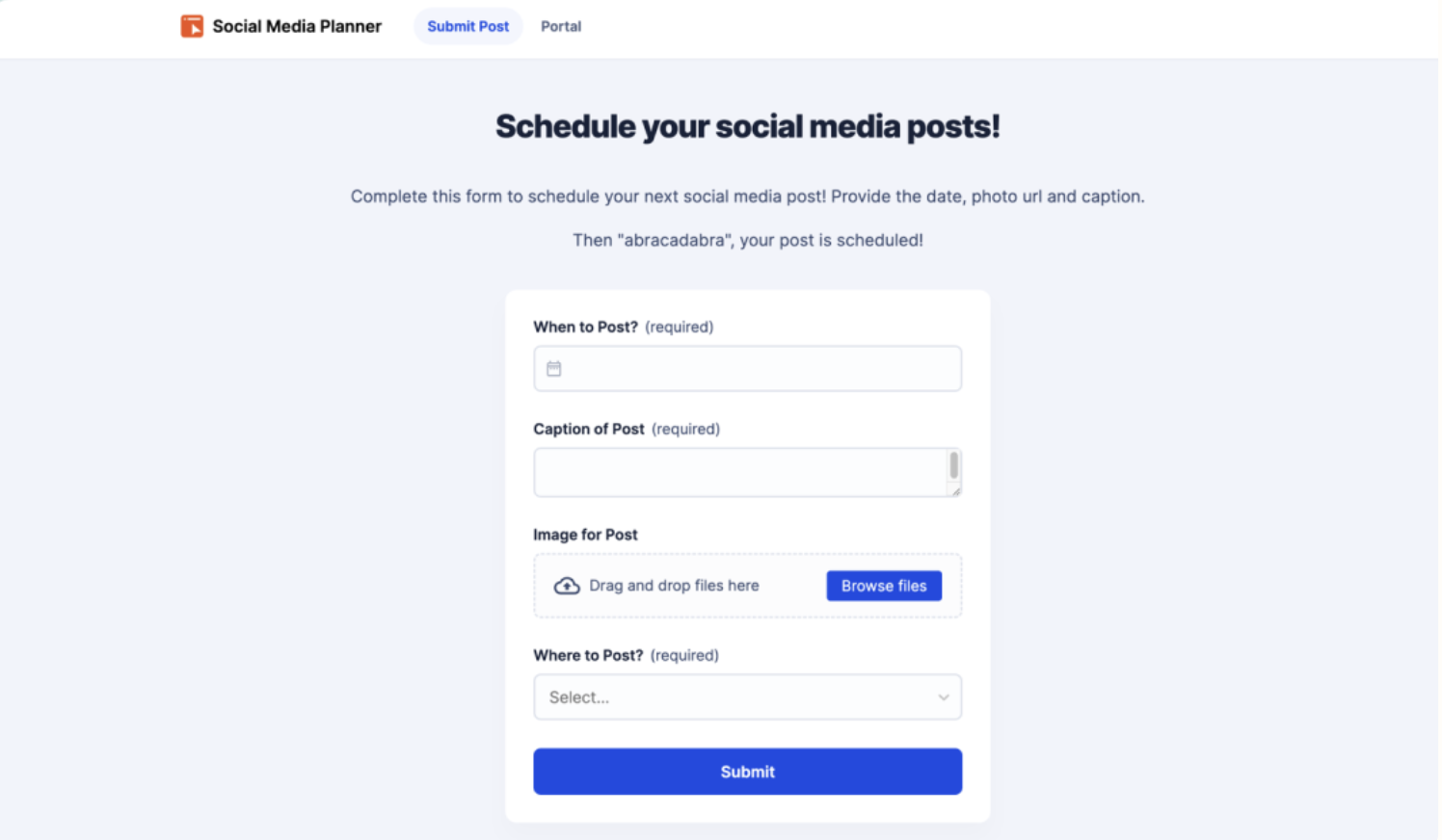 Screenshot of the Zapier social media planner template