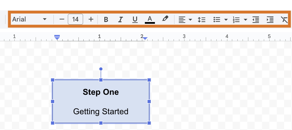 Screenshot of edit options in Google drawings