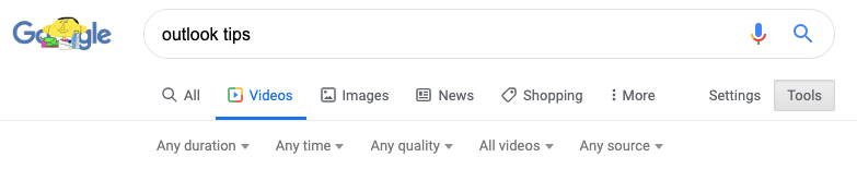 Google Video Search filters