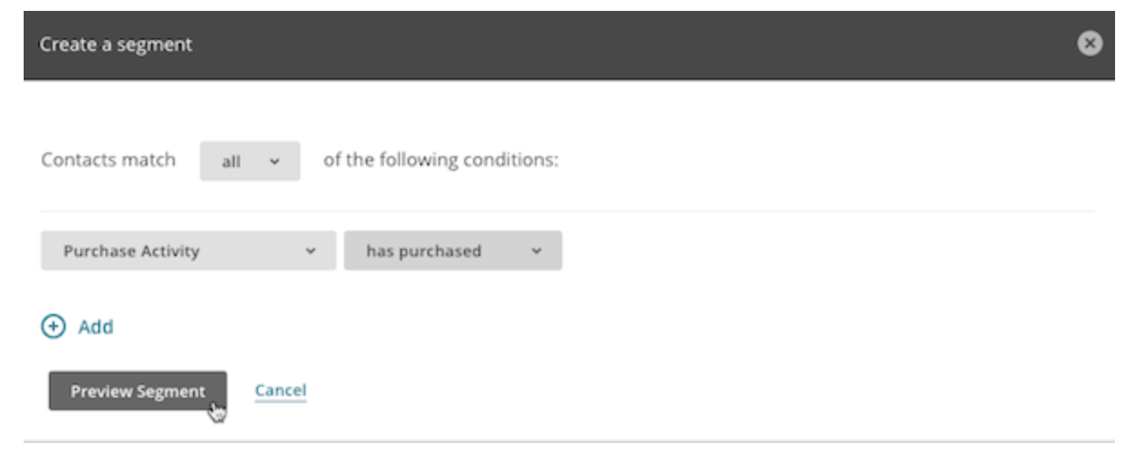 Past purchase segment in Mailchimp