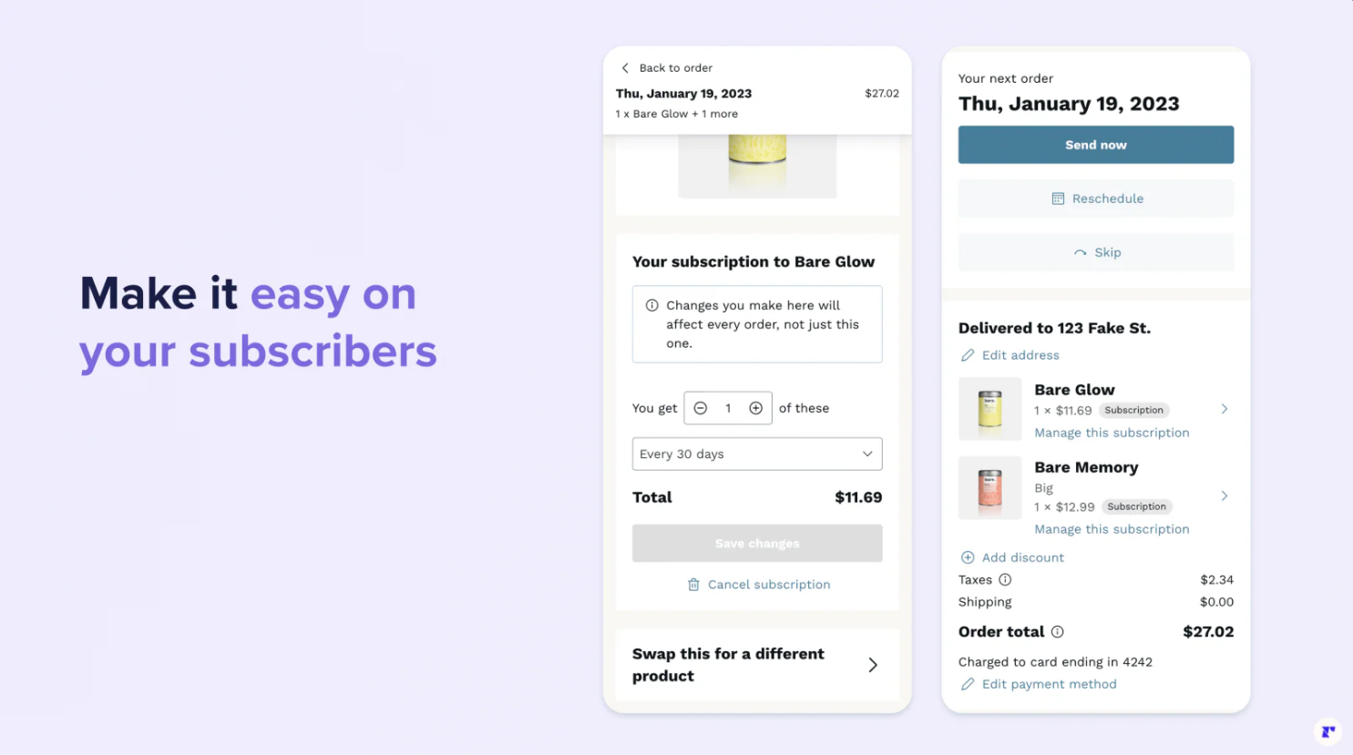 Recharge, our pick for the best Shopify app for subscriptions
