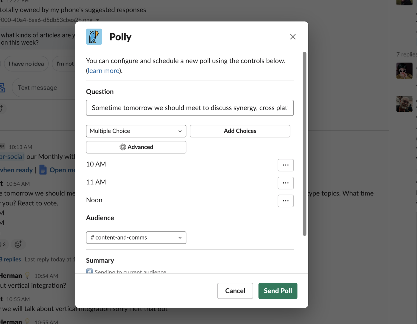 Getting started with Polly in Slack. You