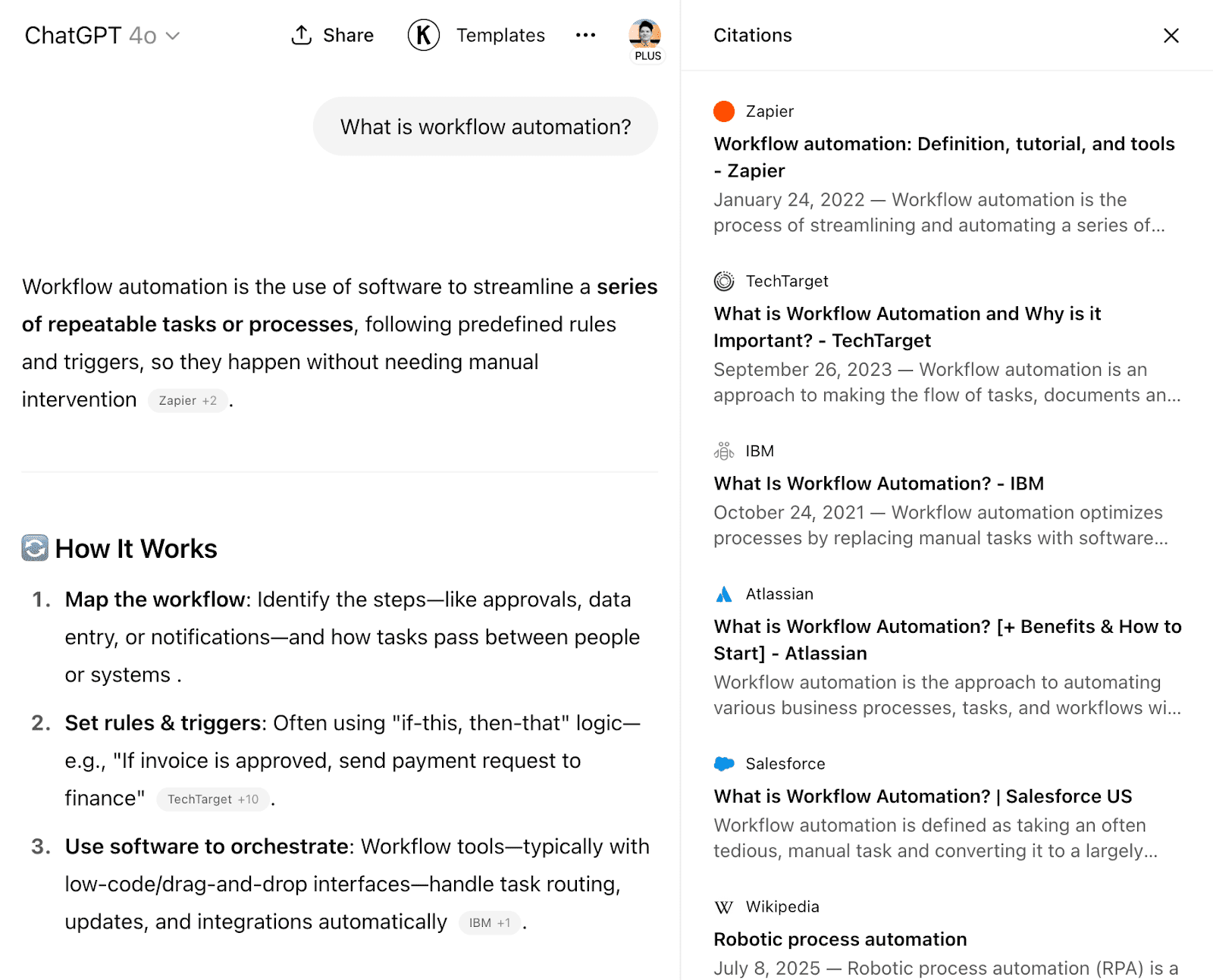 Screenshot of a ChatGPT interface displaying a citations panel listing sources.