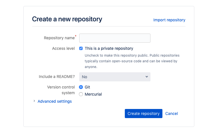 Create new repository