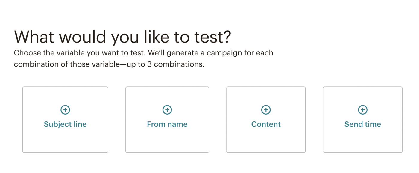 Selecting variables in Mailchimp for an A/B test