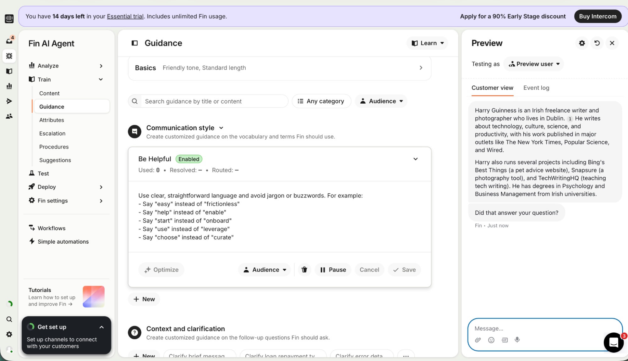 Intercom, our pick for the best AI agent builder for customer support
