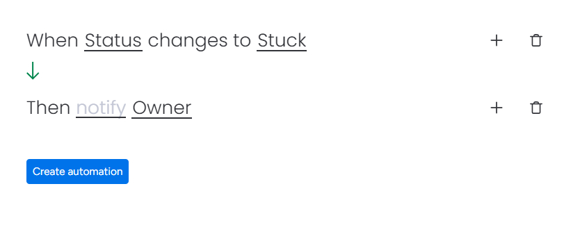 A when/then automation in monday.com