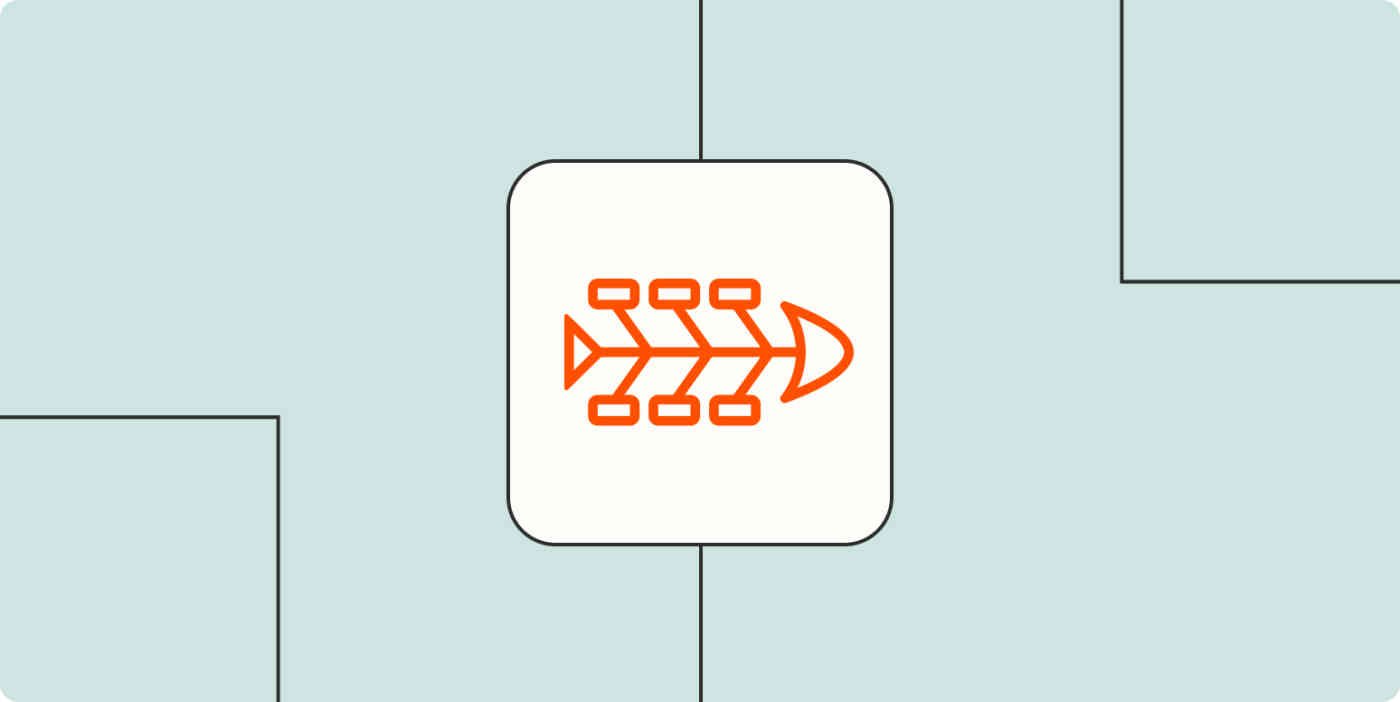 Hero image with an icon representing a fishbone diagram