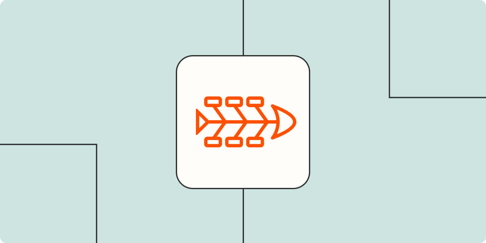 Hero image with an icon representing a fishbone diagram