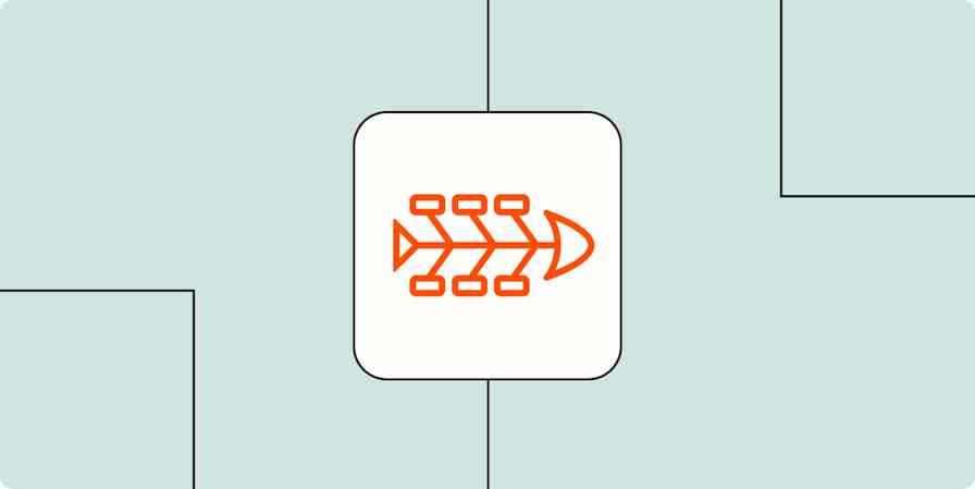 Hero image with an icon representing a fishbone diagram