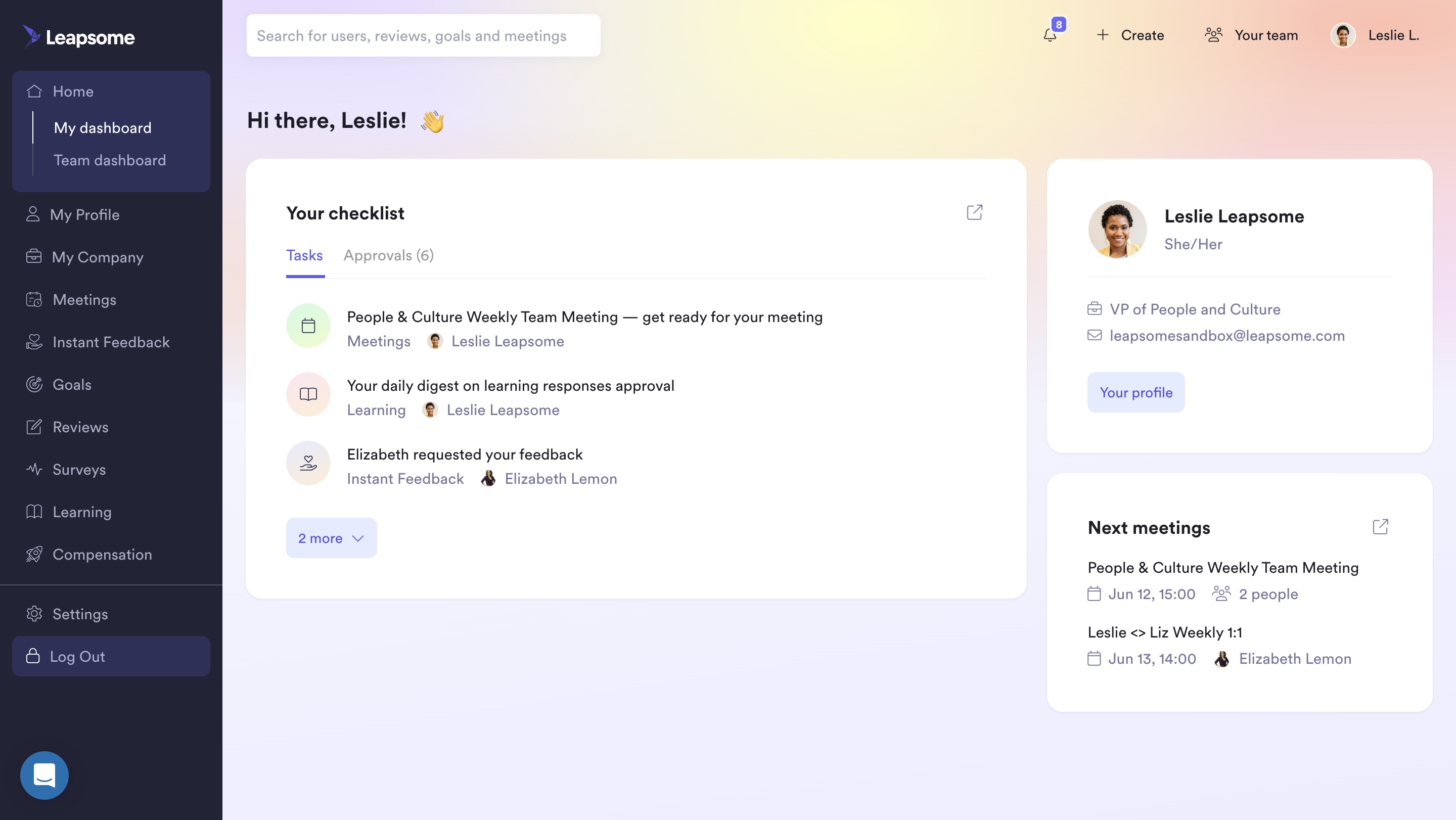 Leapsome, employee management software for employee feedback and development