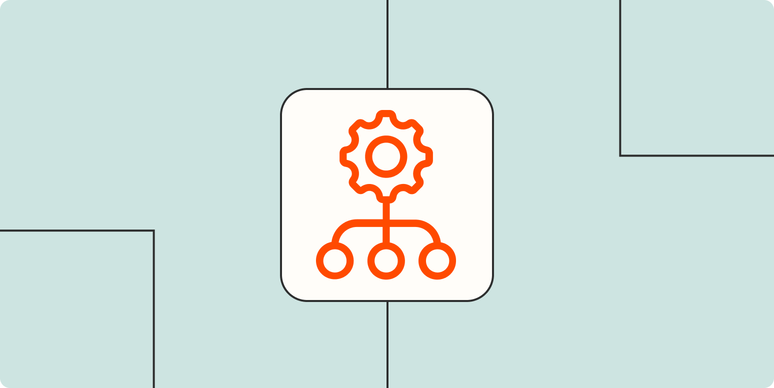 A hero image for productivity showing a gear and several nodes