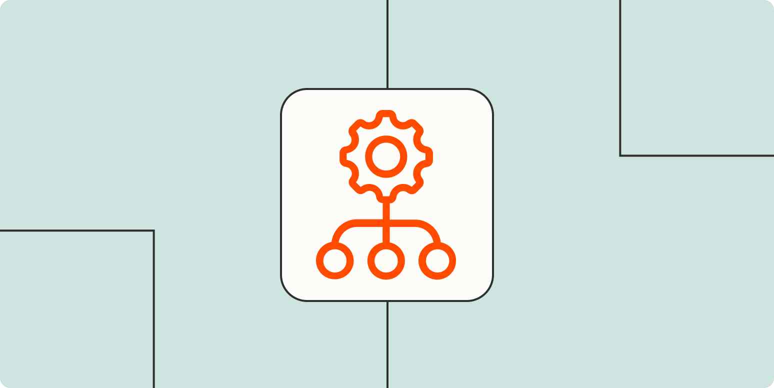A hero image for productivity showing a gear and several nodes