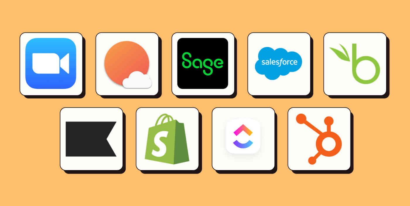 Hero with nine Zapier integrations that are new or updated in July 2024.