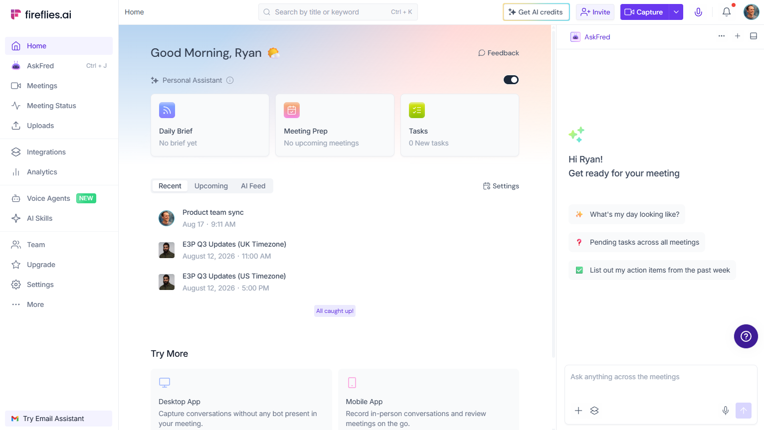 The Fireflies dashboard