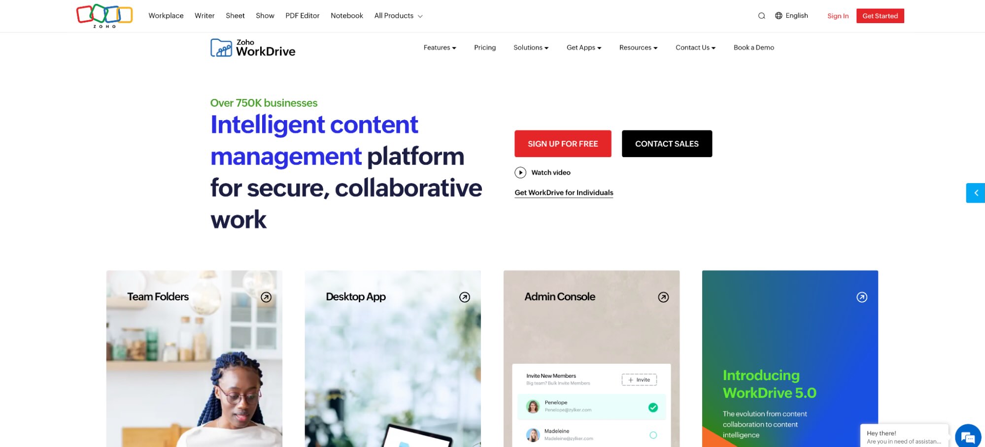 Zoho WorkDrive, our pick for one of the best cloud storage and office suites for document management