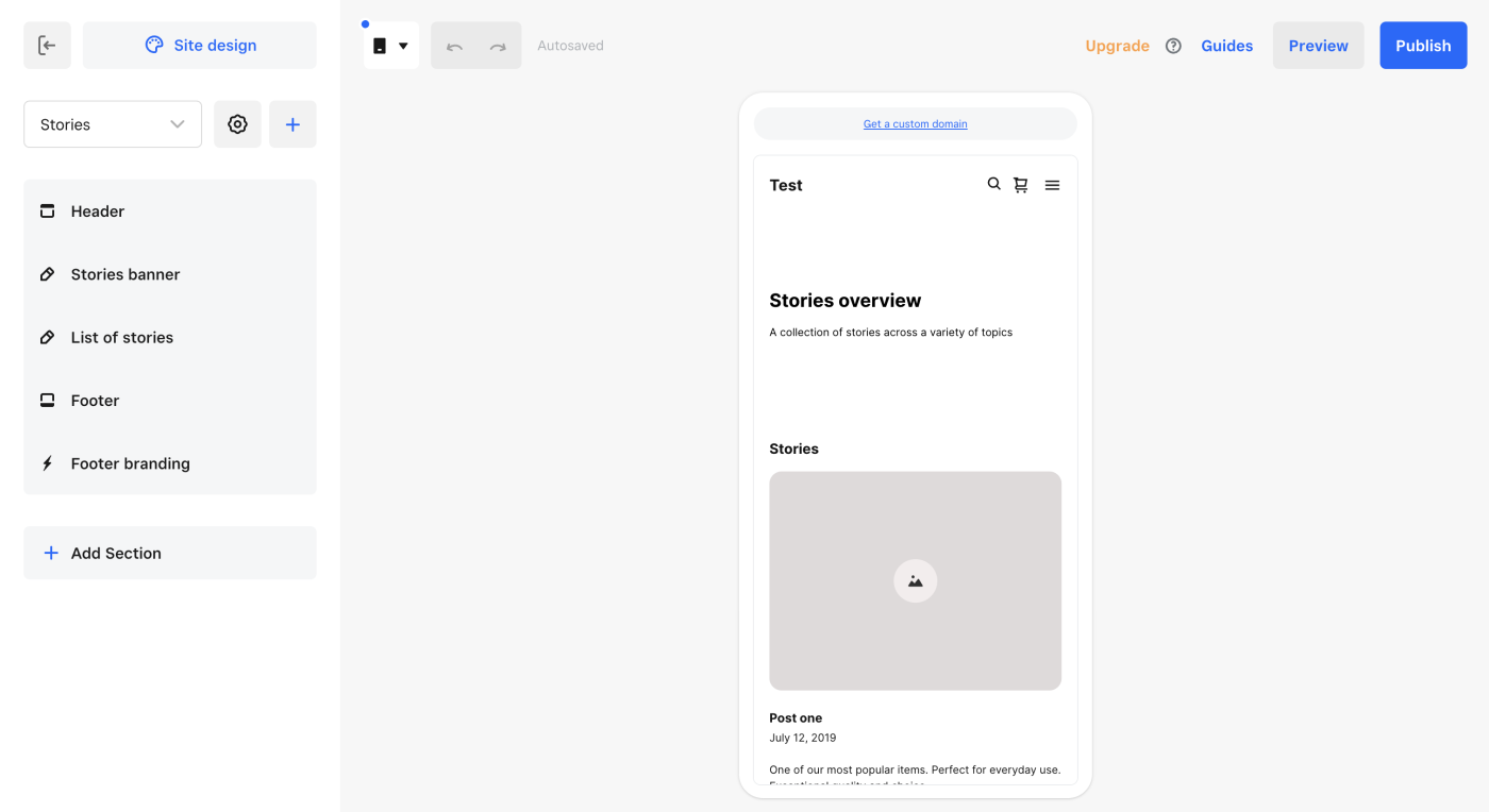 Screenshot of Square's Stories feature