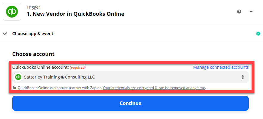 Choose Quickbooks Online account